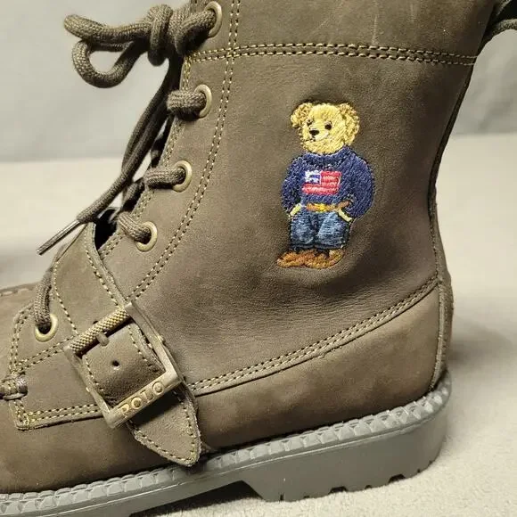 Polo Ralph Lauren Boots Boys Size 5 Suede Leather Ranger High Top Bear Buckle - Picture 1 of 16